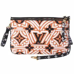 Louis Vuitton Pochette Double Zip LV Crafty Giant Monogram Crossbody Orange