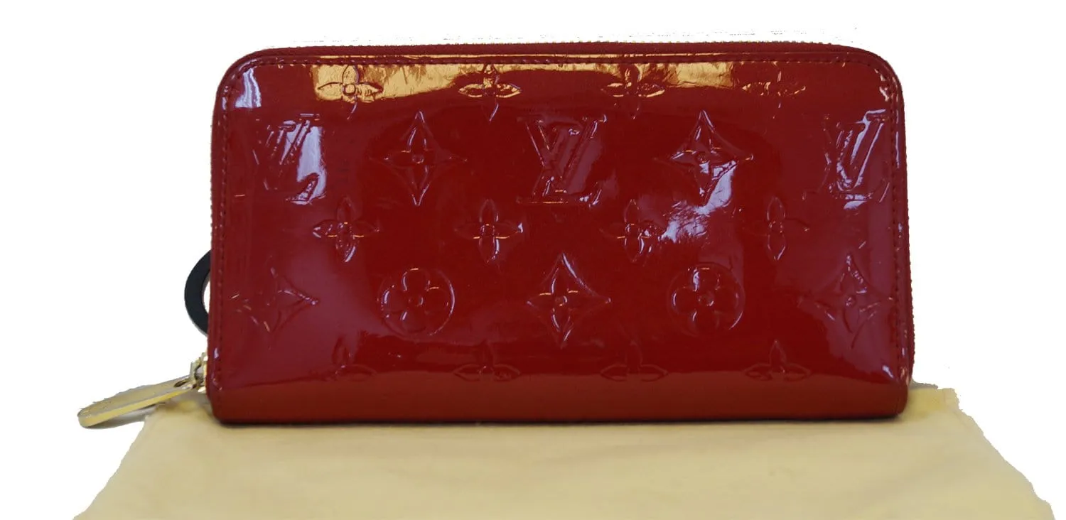LOUIS VUITTON Red Monogram Vernis Zippy Compact Wallet