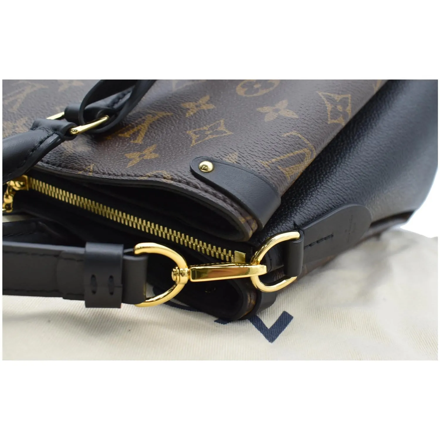 LOUIS VUITTON Soufflot MM Monogram Canvas Shoulder Bag Black