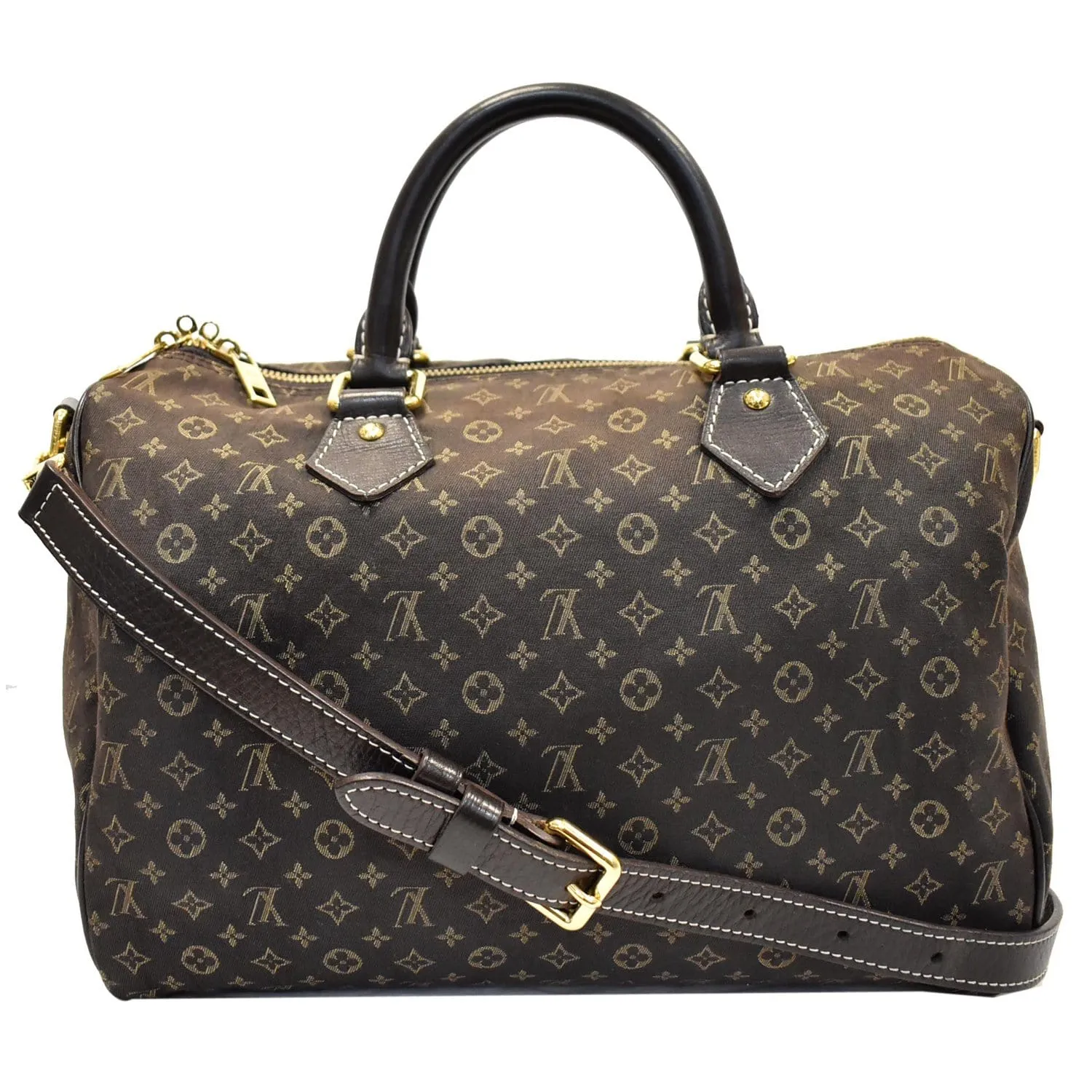 LOUIS VUITTON Speedy 30 Ebene Monogram Mini Lin Shoulder Bag Brown