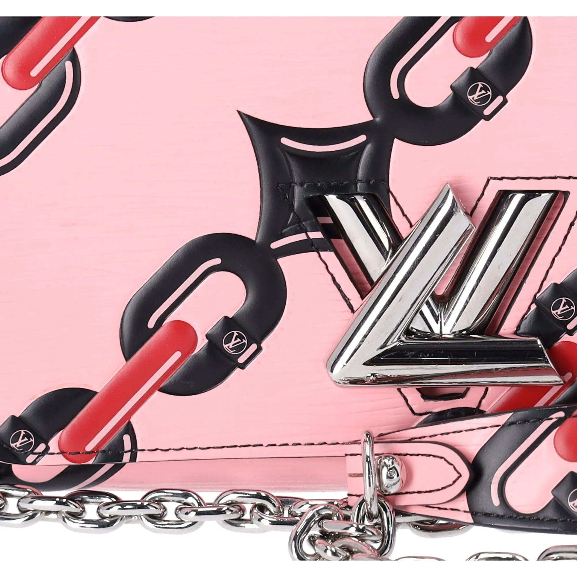 Louis Vuitton Twist Chain Wallet Crossbody Epi Black Pink