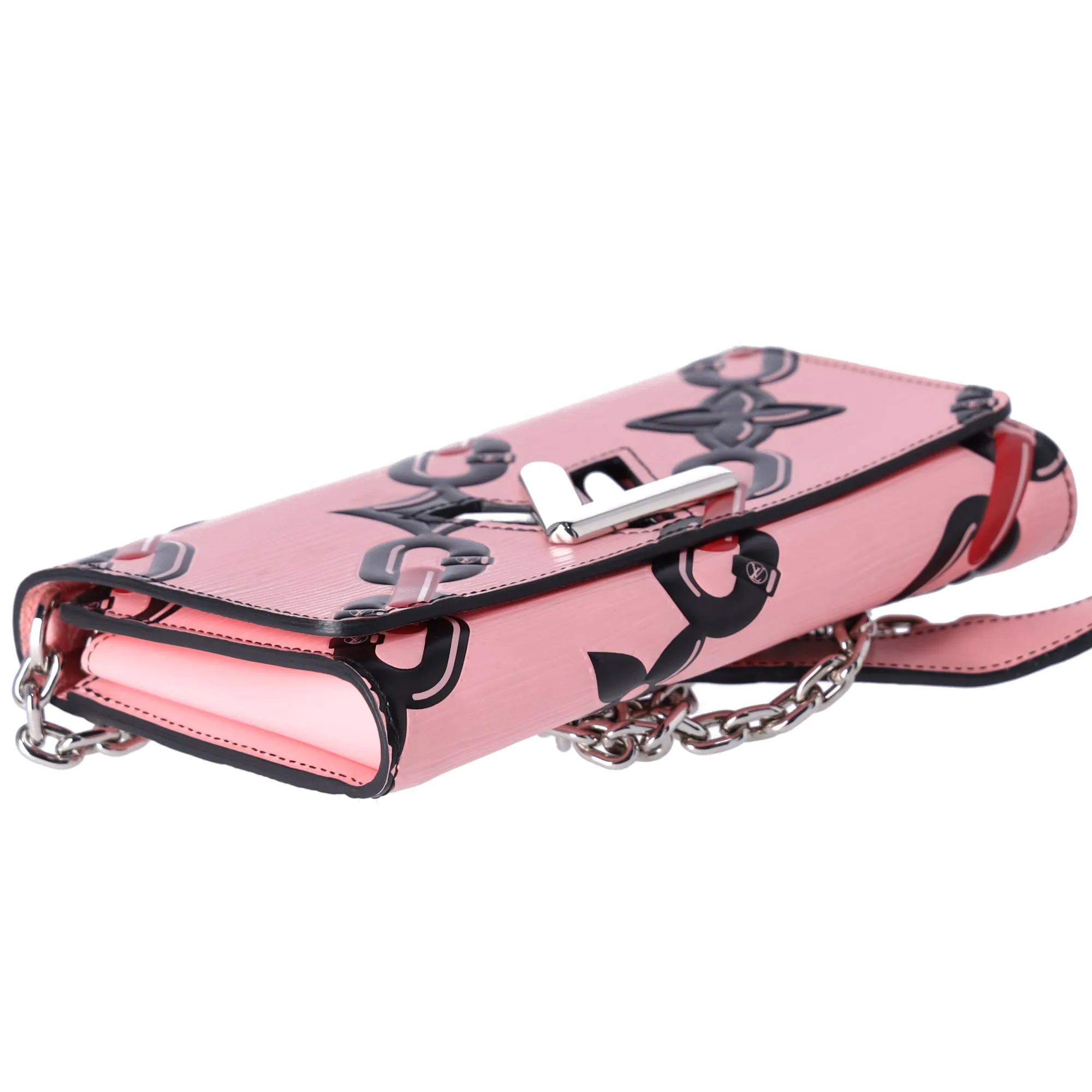 Louis Vuitton Twist Chain Wallet Crossbody Epi Black Pink