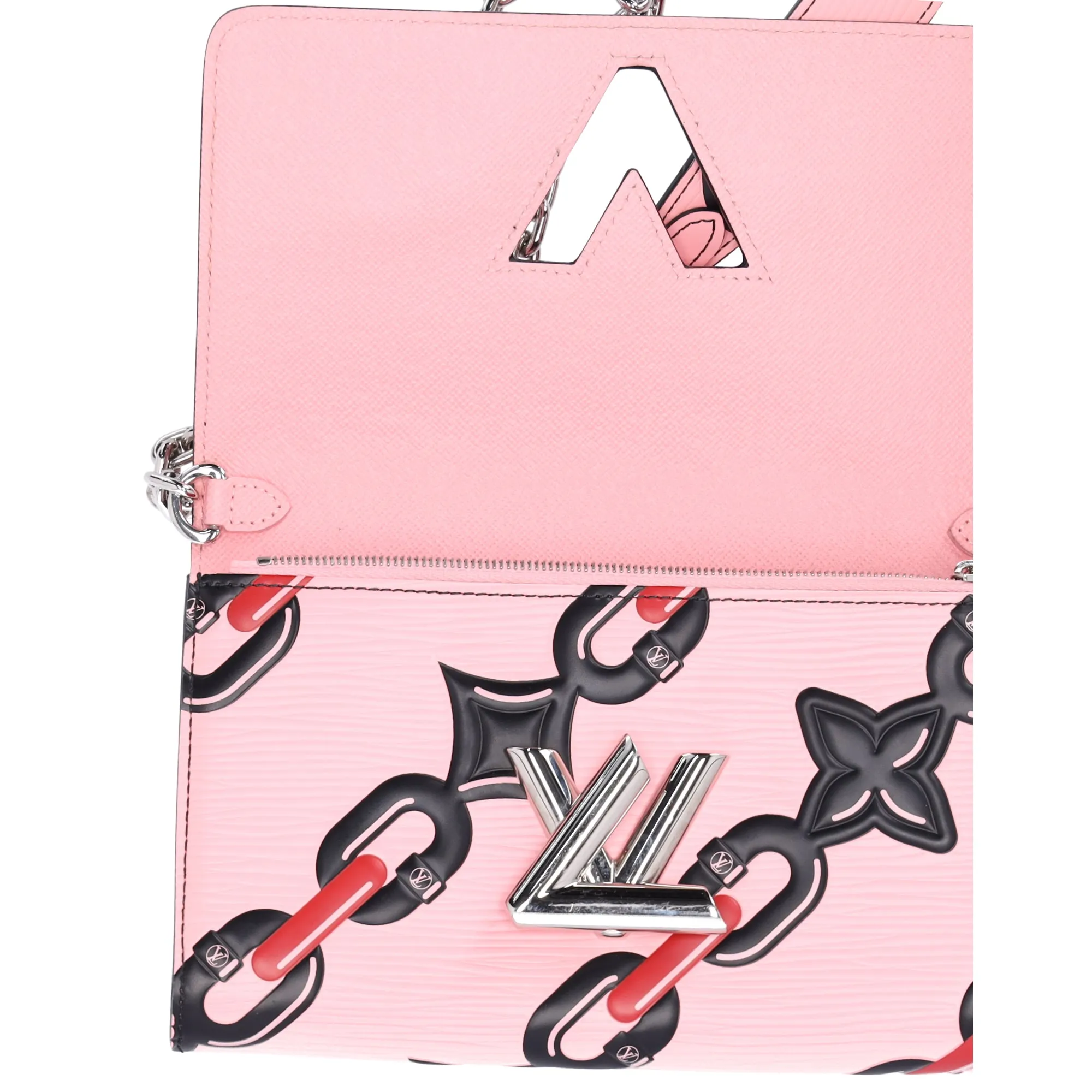 Louis Vuitton Twist Chain Wallet Crossbody Epi Black Pink