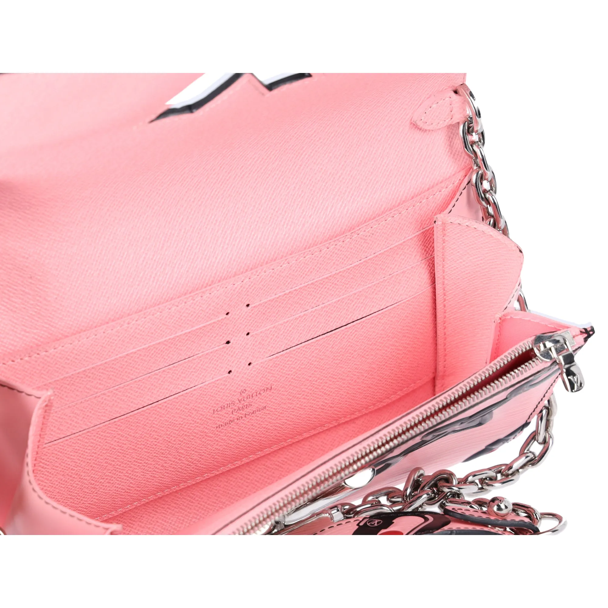 Louis Vuitton Twist Chain Wallet Crossbody Epi Black Pink