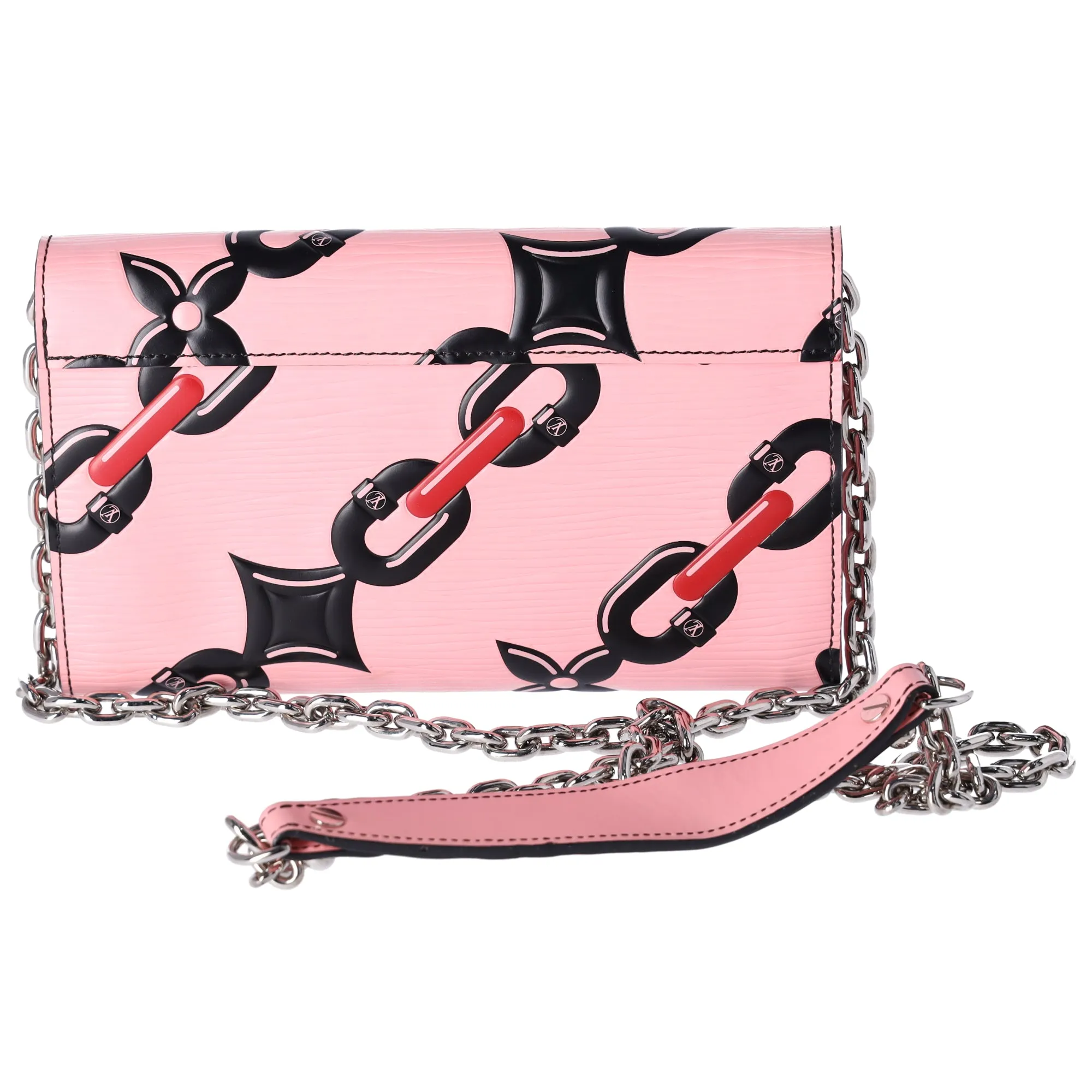 Louis Vuitton Twist Chain Wallet Crossbody Epi Black Pink
