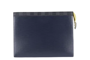 LOUIS VUITTON VOYAGE CLUTCH BLUE EPI DAMIER GRAPHITE WITH DUST COVER