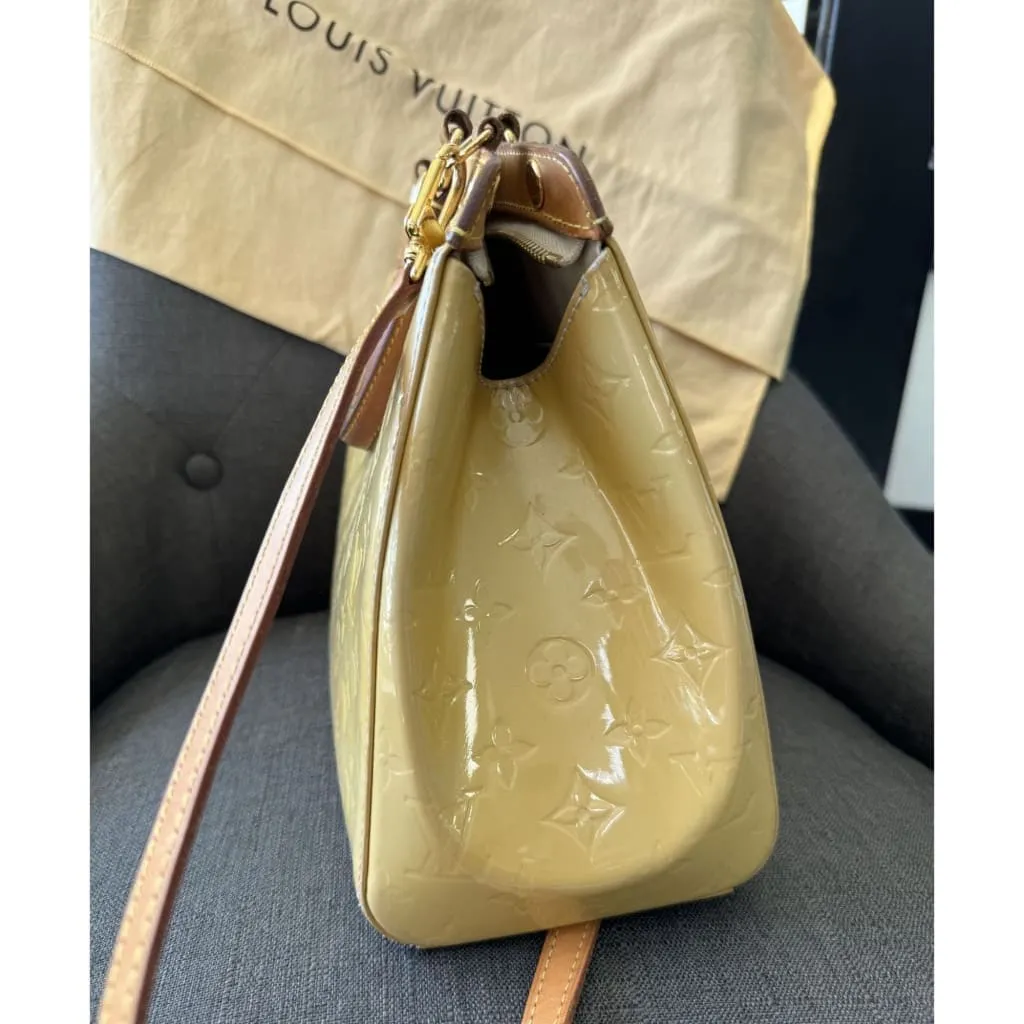 Louis Vuitton Yellow Vernis MM Brea Bag With Crossbody Strap & Dustbag