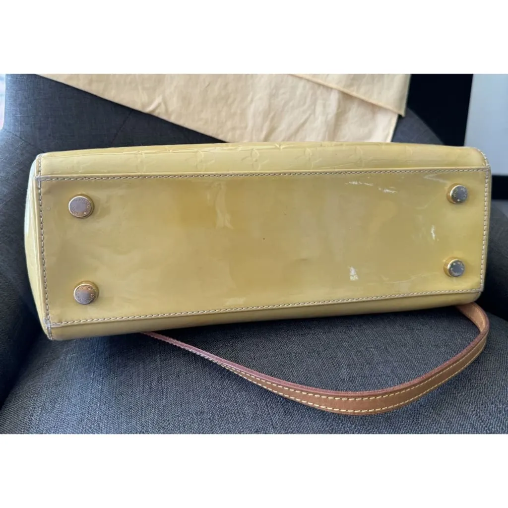 Louis Vuitton Yellow Vernis MM Brea Bag With Crossbody Strap & Dustbag