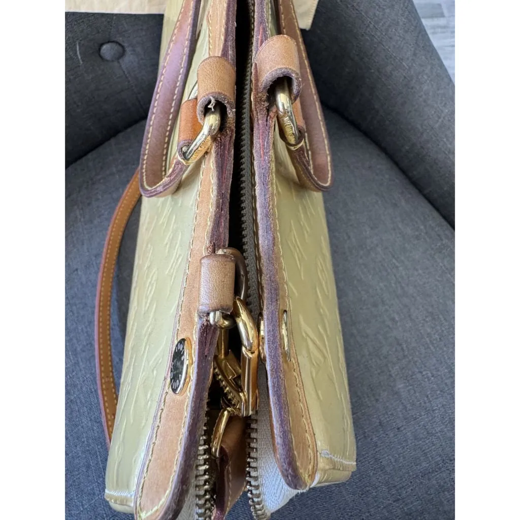 Louis Vuitton Yellow Vernis MM Brea Bag With Crossbody Strap & Dustbag