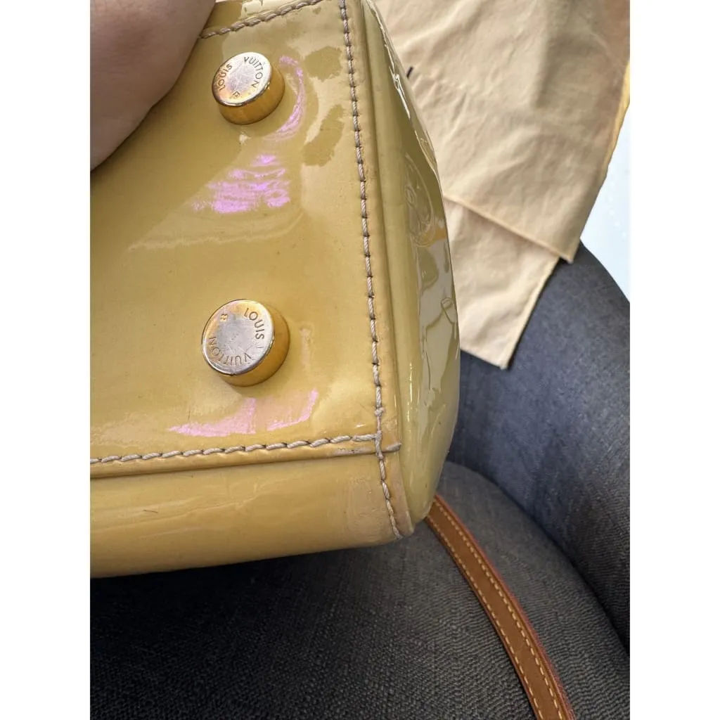 Louis Vuitton Yellow Vernis MM Brea Bag With Crossbody Strap & Dustbag