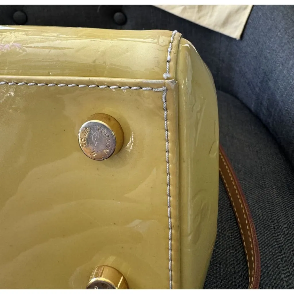 Louis Vuitton Yellow Vernis MM Brea Bag With Crossbody Strap & Dustbag