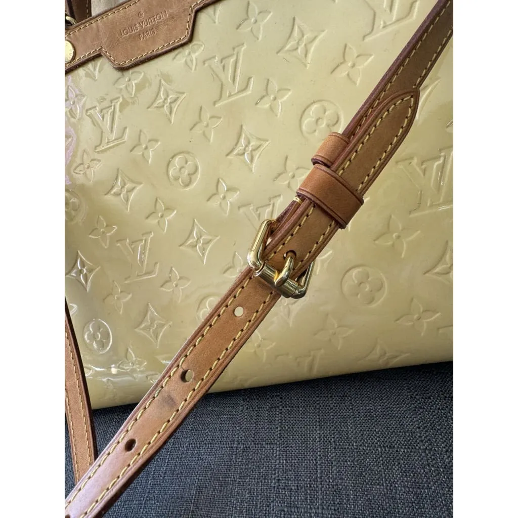 Louis Vuitton Yellow Vernis MM Brea Bag With Crossbody Strap & Dustbag