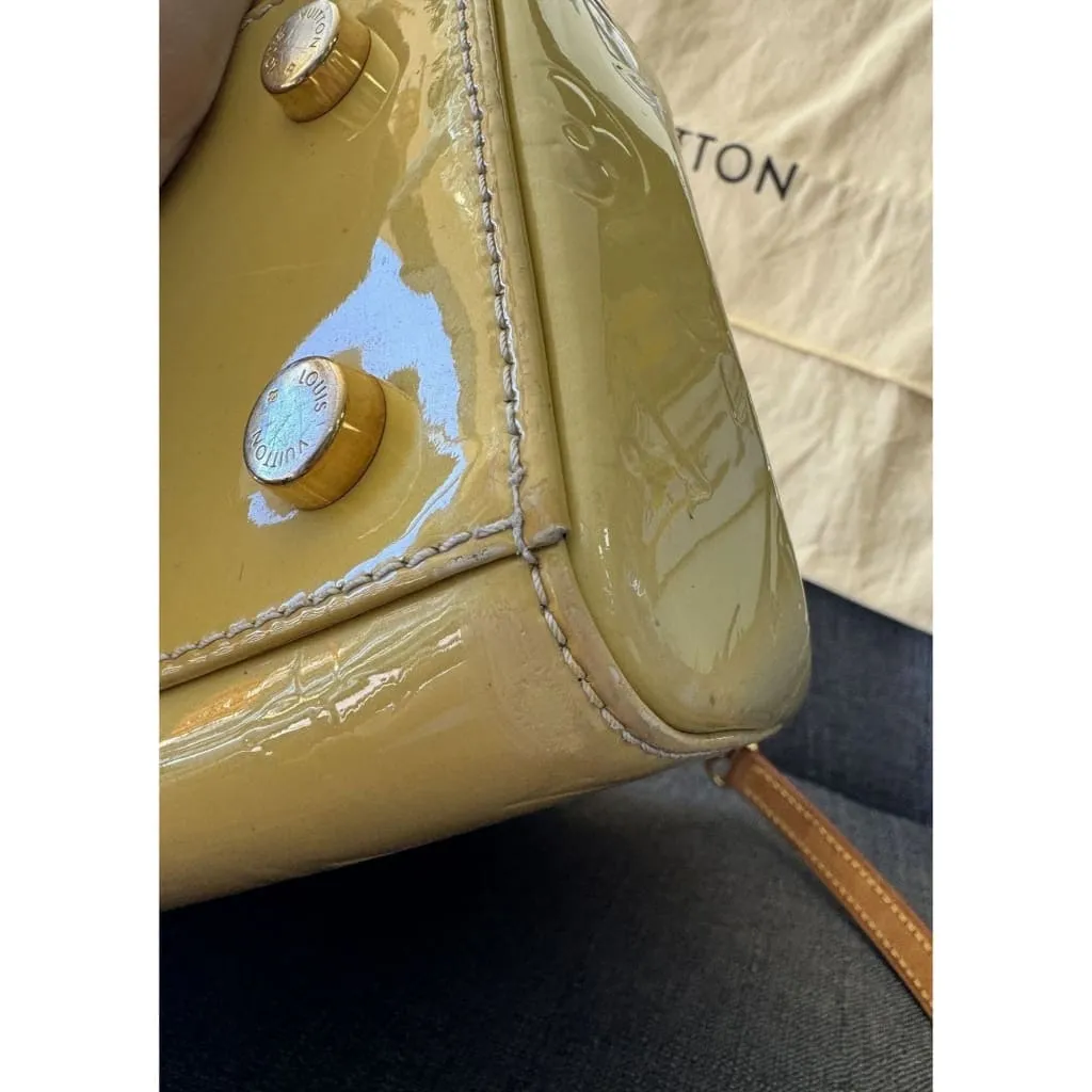 Louis Vuitton Yellow Vernis MM Brea Bag With Crossbody Strap & Dustbag