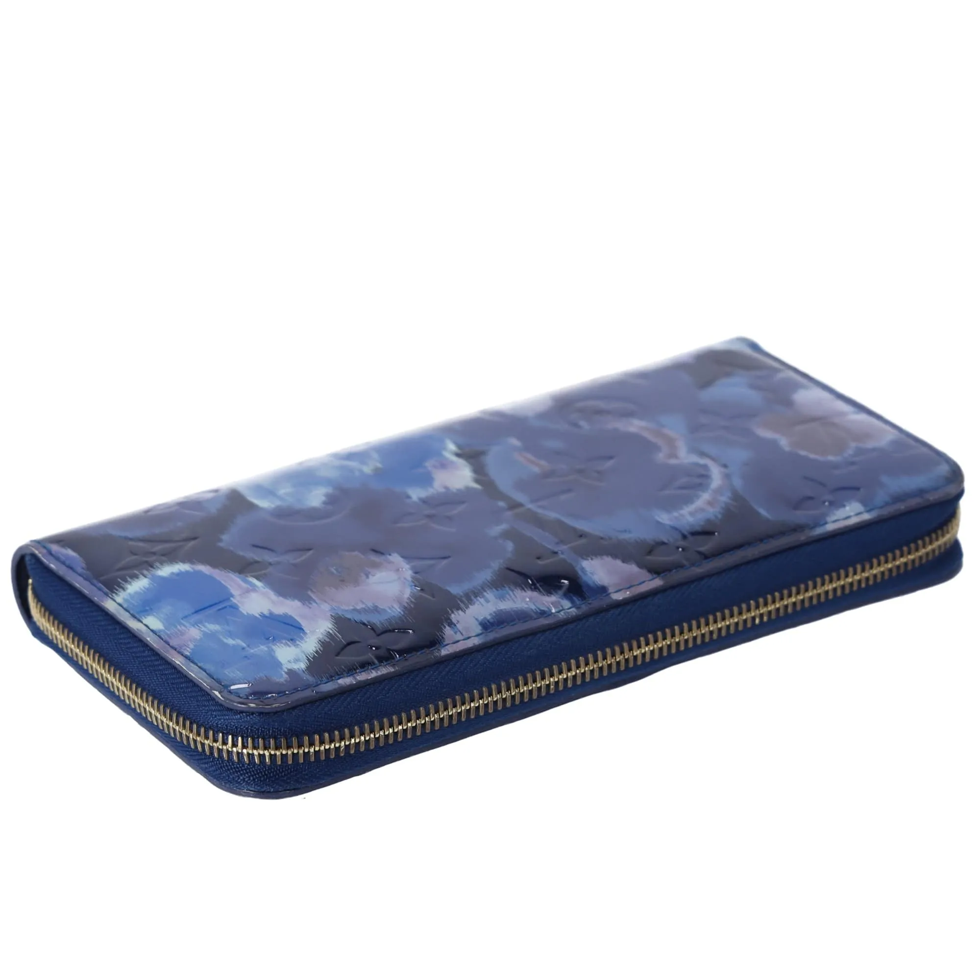 Louis Vuitton Zippy Wallet M90018 Grand Blue Patent Leather Floral