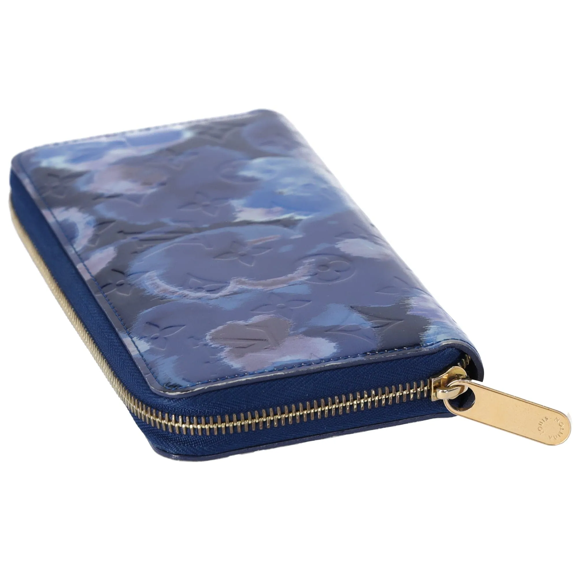 Louis Vuitton Zippy Wallet M90018 Grand Blue Patent Leather Floral