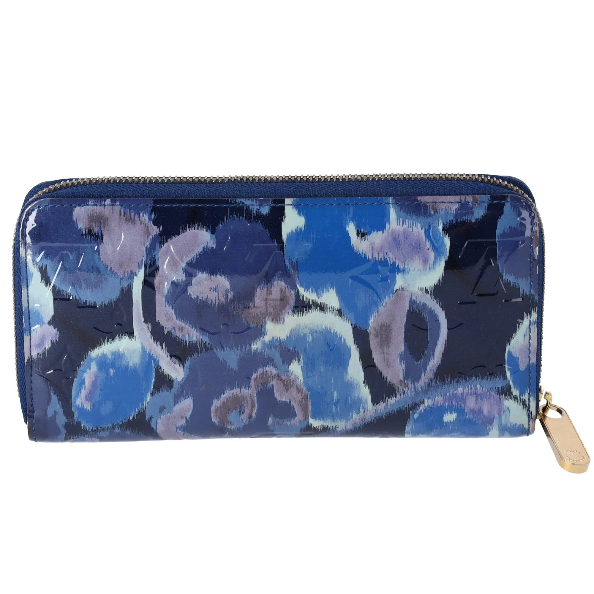 Louis Vuitton Zippy Wallet M90018 Grand Blue Patent Leather Floral