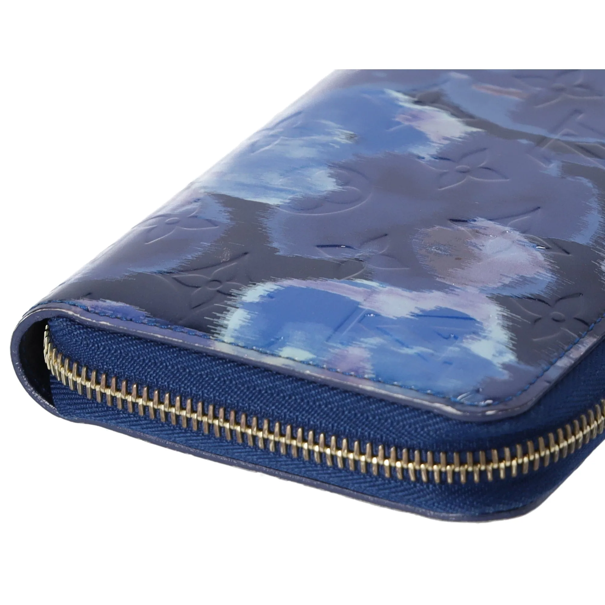 Louis Vuitton Zippy Wallet M90018 Grand Blue Patent Leather Floral