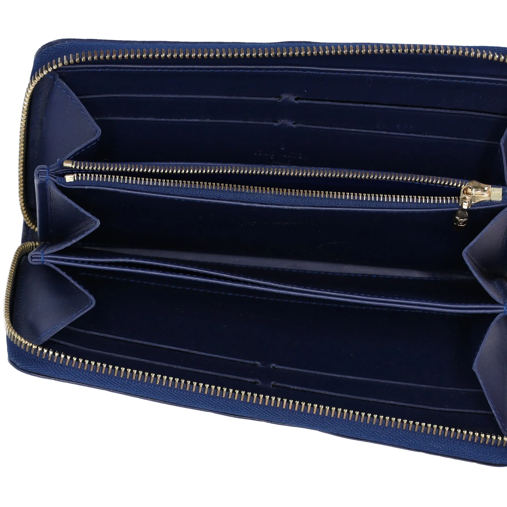 Louis Vuitton Zippy Wallet M90018 Grand Blue Patent Leather Floral