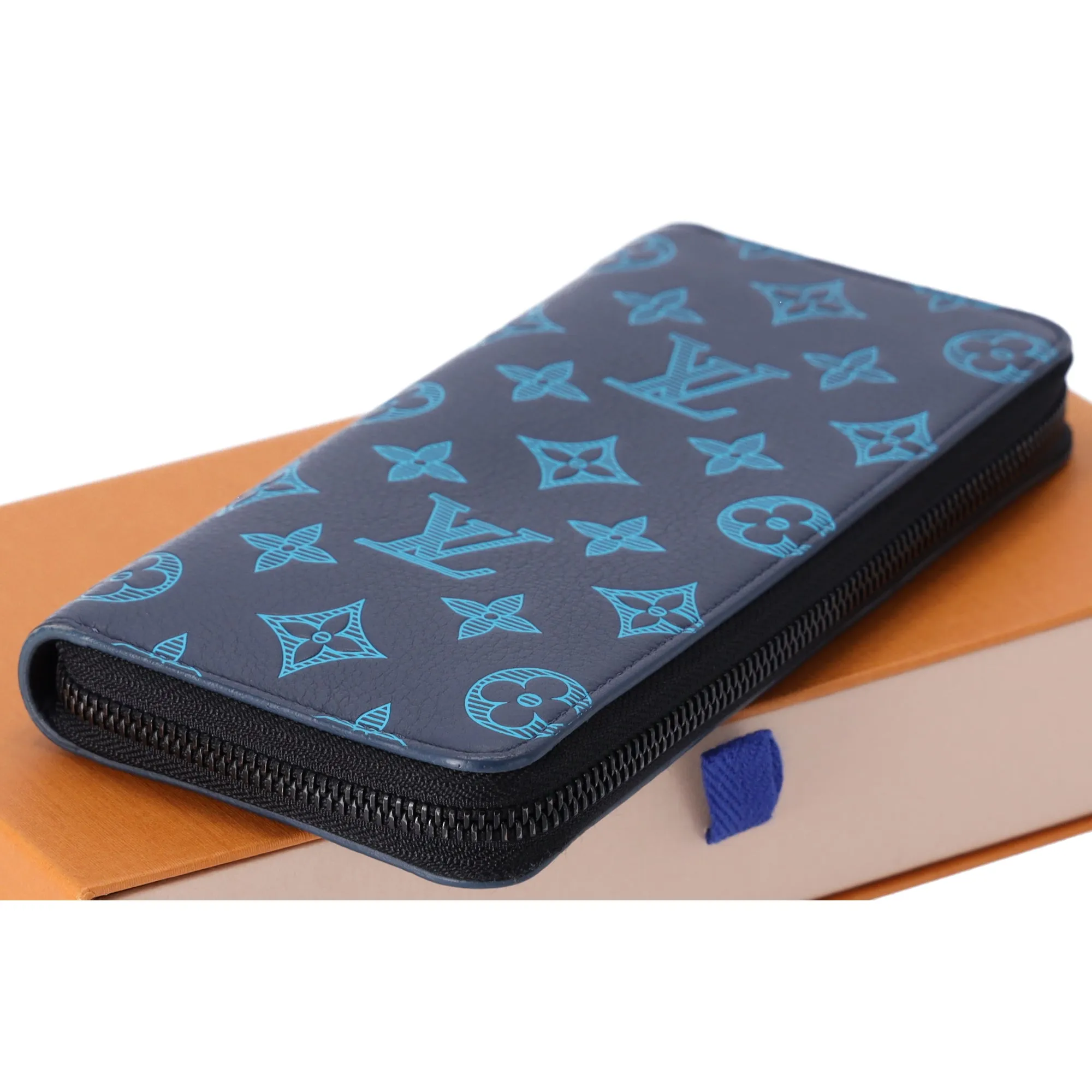 Louis Vuitton Zippy Wallet Vertical Monogram Shadow Long Wallet M80423 Navy Blue