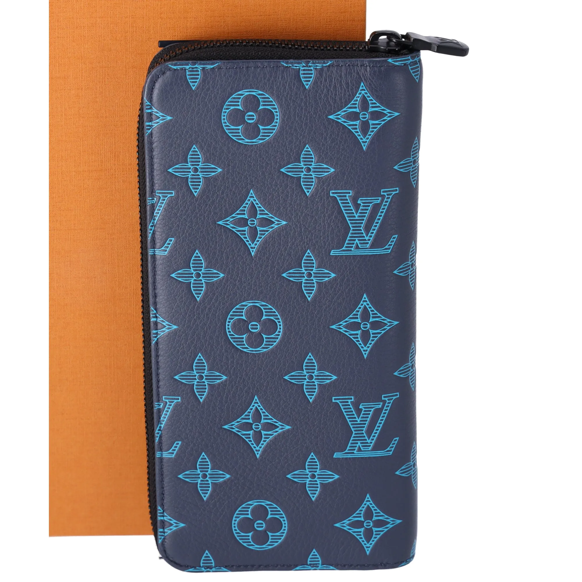 Louis Vuitton Zippy Wallet Vertical Monogram Shadow Long Wallet M80423 Navy Blue