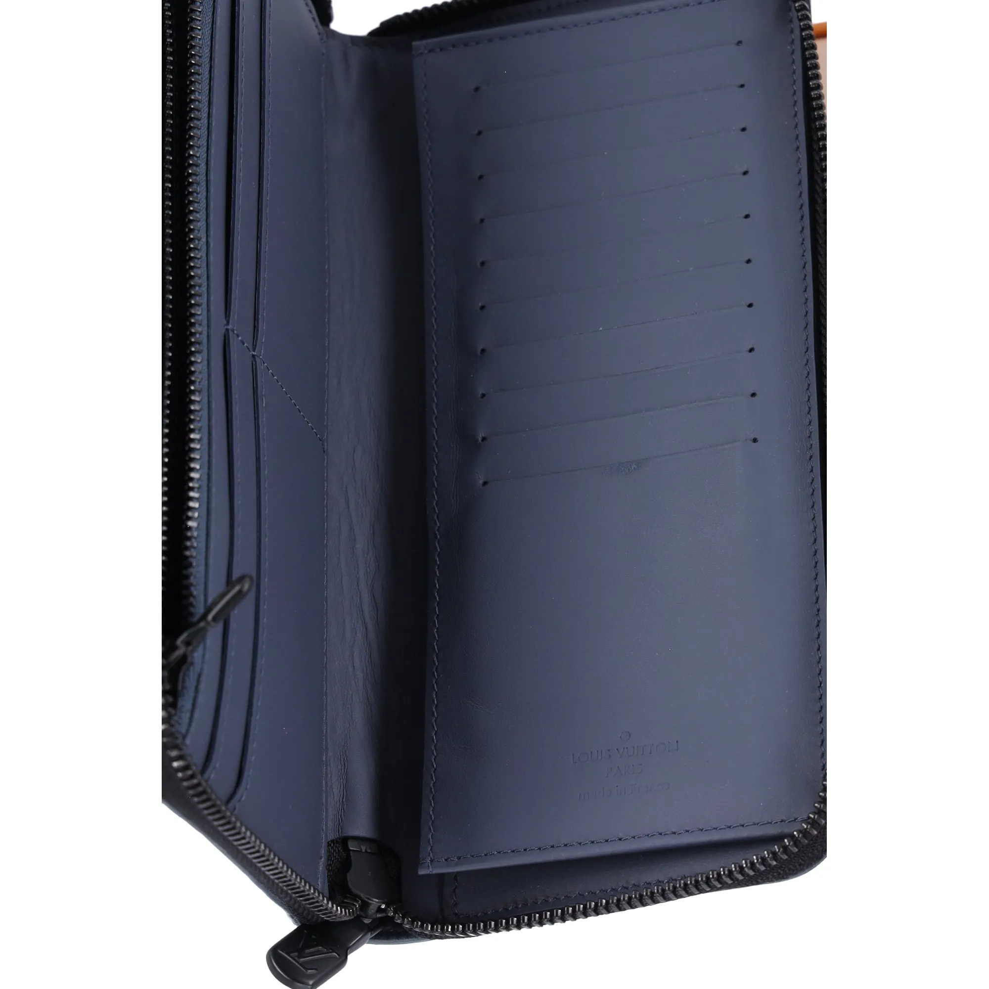 Louis Vuitton Zippy Wallet Vertical Monogram Shadow Long Wallet M80423 Navy Blue