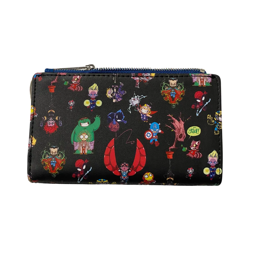 Loungefly Marvel Skottie Young Chibi Avengers Flap Wallet DEFECTIVE #85