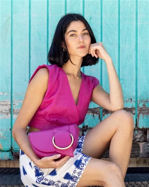 Luna Apple Leather Vegan Shoulder Bag |  Blu Ciel