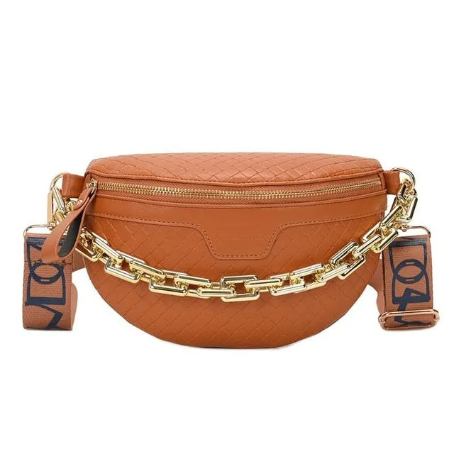 Luxury Women's Fanny Pack High Quality Waist Bag Thick Chain Shoulder Crossbody