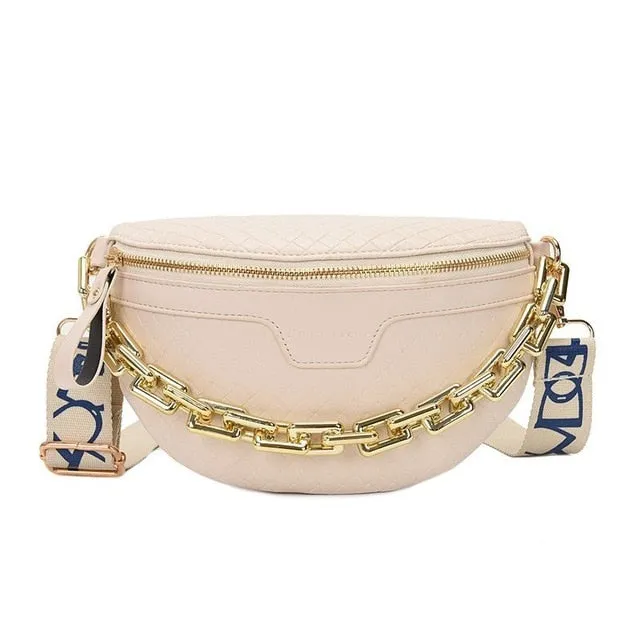 Luxury Women's Fanny Pack High Quality Waist Bag Thick Chain Shoulder Crossbody