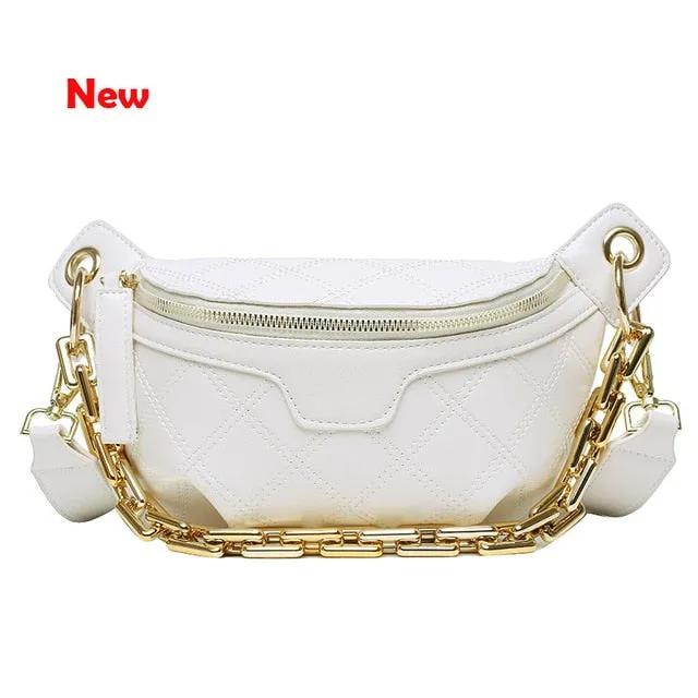 Luxury Women's Fanny Pack High Quality Waist Bag Thick Chain Shoulder Crossbody