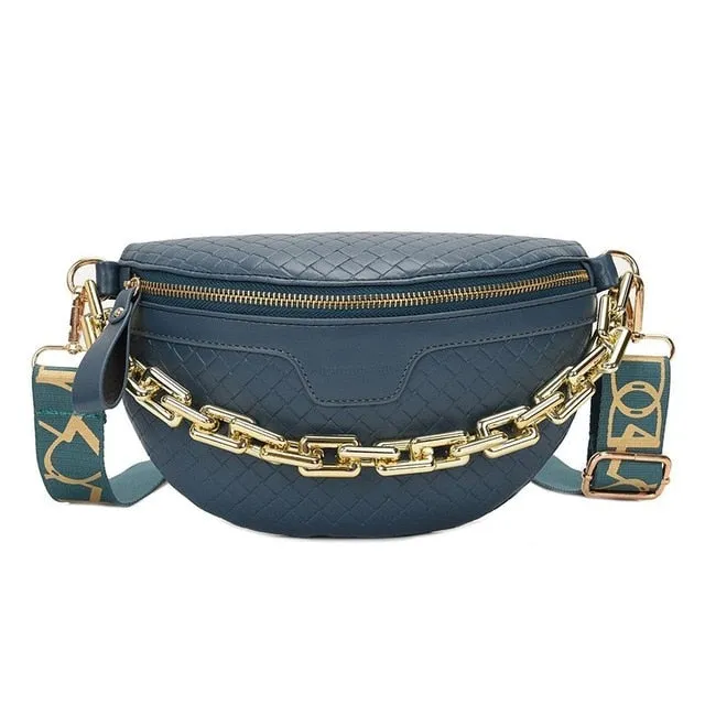 Luxury Women's Fanny Pack High Quality Waist Bag Thick Chain Shoulder Crossbody