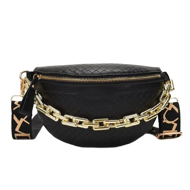 Luxury Women's Fanny Pack High Quality Waist Bag Thick Chain Shoulder Crossbody