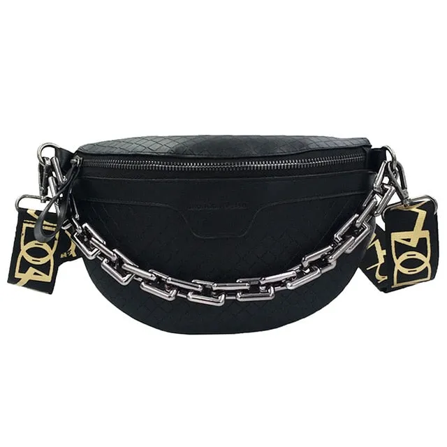 Luxury Women's Fanny Pack High Quality Waist Bag Thick Chain Shoulder Crossbody
