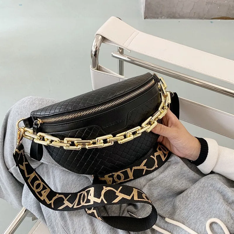 Luxury Women's Fanny Pack High Quality Waist Bag Thick Chain Shoulder Crossbody
