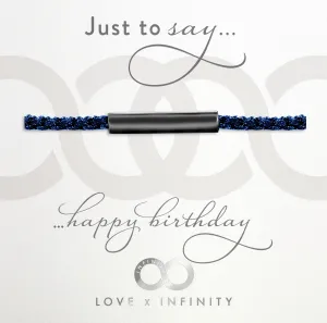 LXI Mens Happy Birthday Friendship Bracelet- Black Rhodium