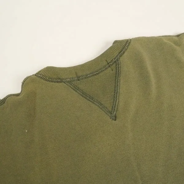 [M] DS! A Bathing Ape Bape College Logo Distressed Pocket Crewneck Sweatshirt Olive