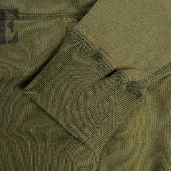 [M] DS! A Bathing Ape Bape College Logo Distressed Pocket Crewneck Sweatshirt Olive