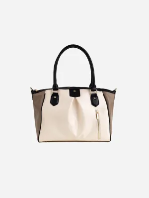 Madison Vegan Leather Handbag | Beige Trio