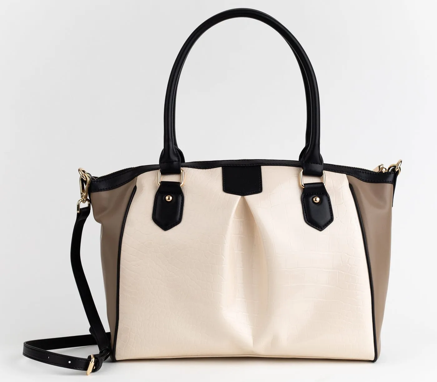 Madison Vegan Leather Handbag | Beige Trio