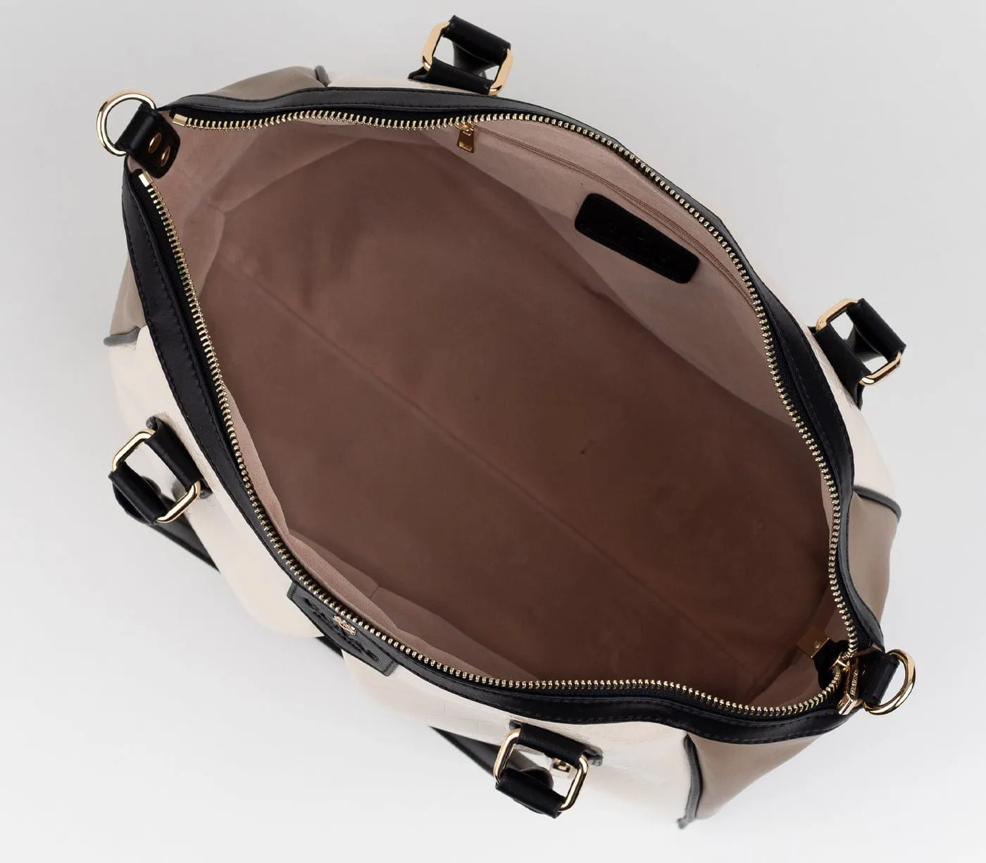 Madison Vegan Leather Handbag | Beige Trio
