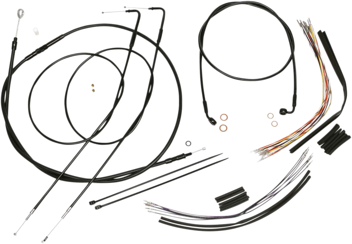 Magnum 486381 Black Vinyl XR Handlebar Installation Kit with Black Fittings for 12-14in. Ape