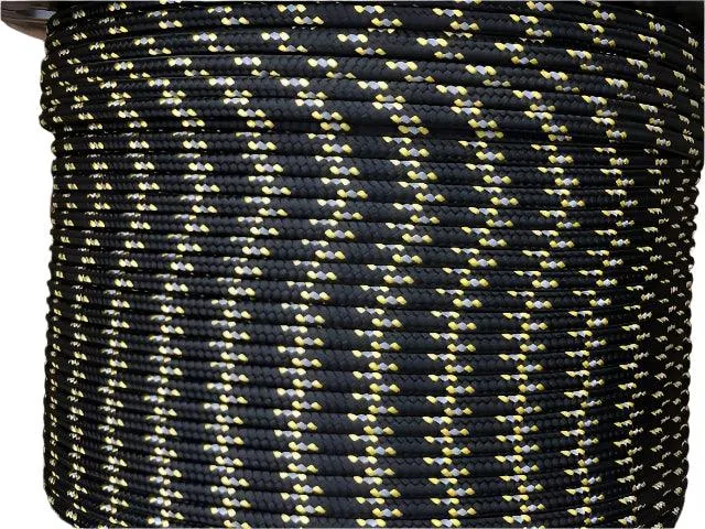 Marine Rope - Black-Yellow Fleck & Reflective - 6mm