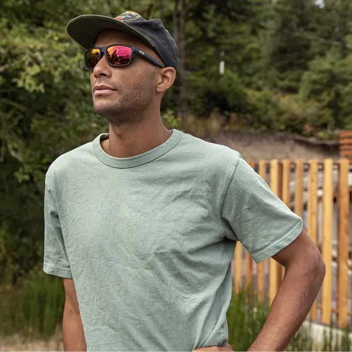 Mayor - Matte Black   Polarized Red Mirror Lens