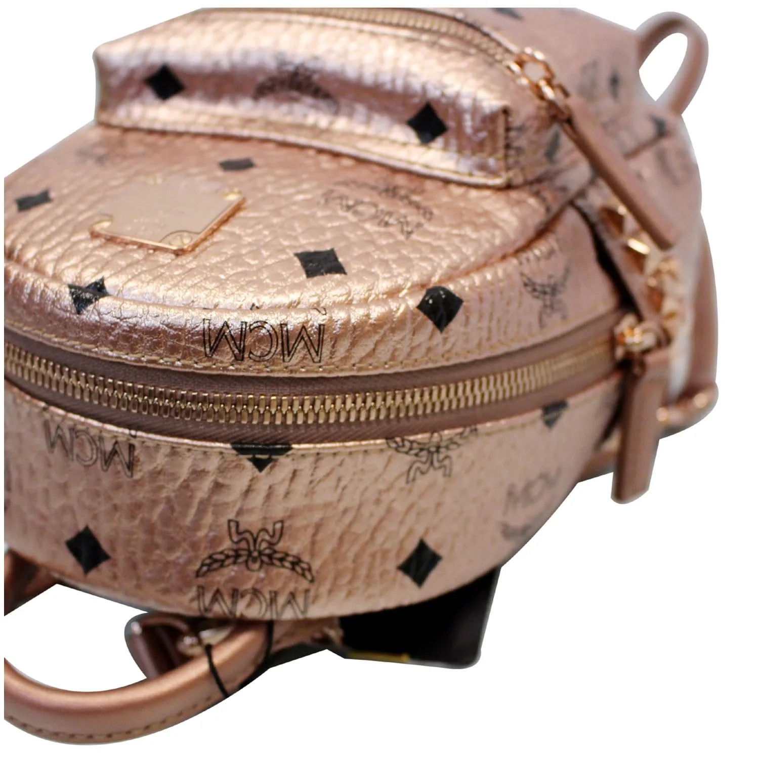 MCM Stark Bebe Boo X Mini Visetos Backpack Bag Gold