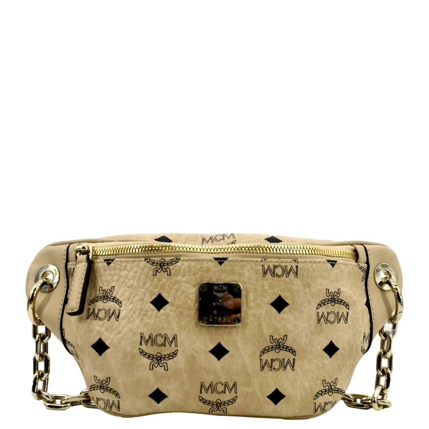 MCM Visetos Canvas Crossbody Belt Bag Beige