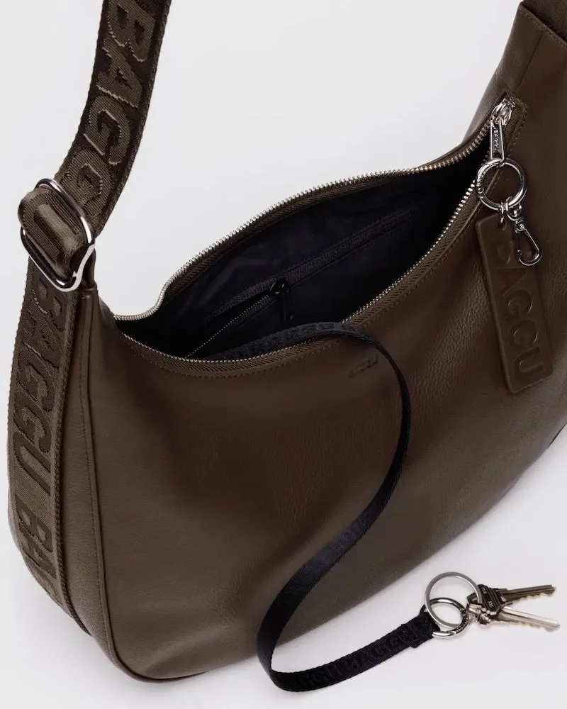 Medium Crescent Brown Leather Bag