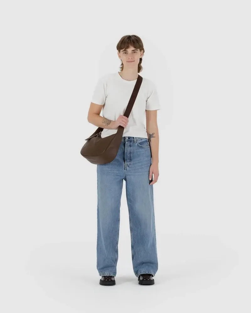 Medium Crescent Brown Leather Bag