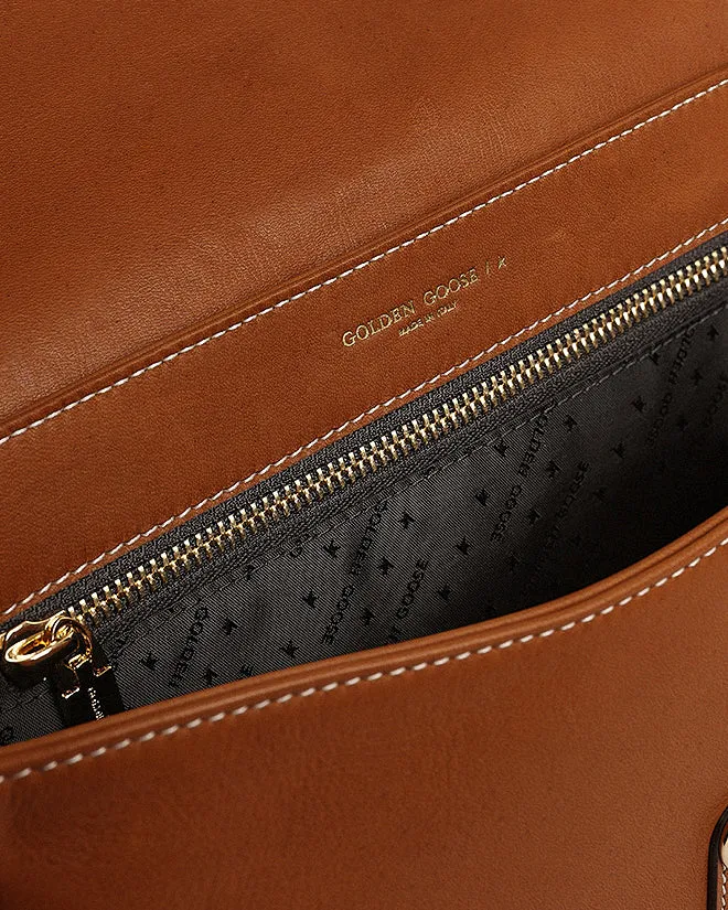 medium sally bag in smooth calfskin leather - nougat