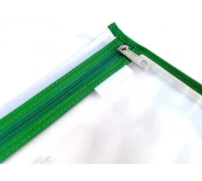 Meeco A4 Book Bag Clear Pvc With Zip Green