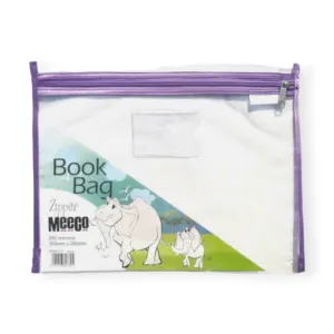 Meeco A4 Book Bag Clear Pvc With Zip Violet